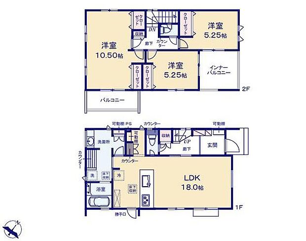 (１号棟)、3LDK、土地面積202.6m2、建物面積110.95m2