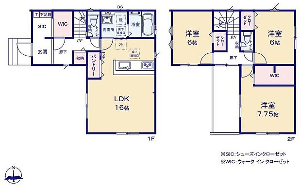 (1号棟)、3LDK、土地面積106.95m2、建物面積96.88m2