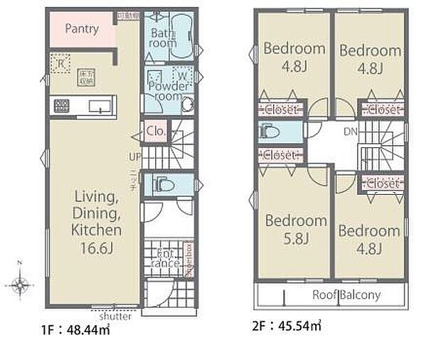(2号棟)、4LDK、土地面積105.85m2、建物面積93.98m2