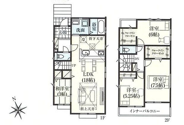 (1号棟)、4LDK、土地面積135m2、建物面積99.36m2