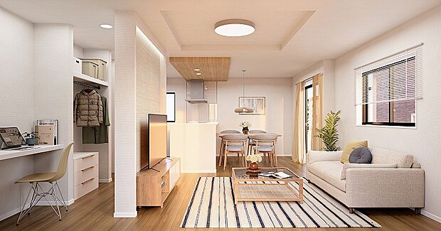 【完成予想図(内観)】完成予想パース　家具付き販売ではありません。