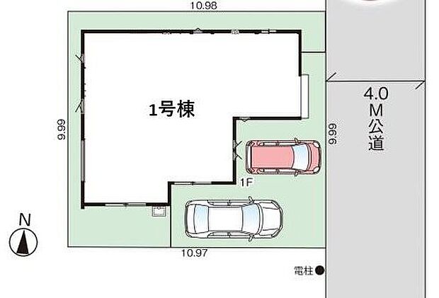 【全体区画図】敷地33坪超え♪開口約10mの開放的な邸宅です!カースペース2台分(車種による)♪駐輪場や来客用の駐車スペースとしてもお使いいただけます。