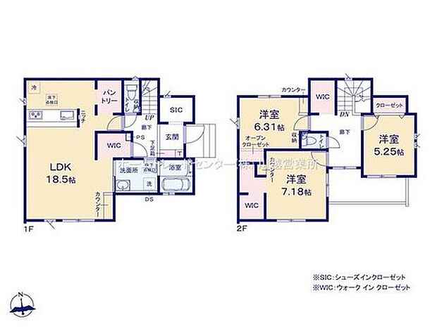 【3LDK】ゆったり寛げる充分な広さのワンフロアタイプ１８帖超LDK♪ご家族が自然と集まる穏やかな暮らしがイメージできますね！WIC３カ所・パントリー・SIC完備で収納も豊富です♪
