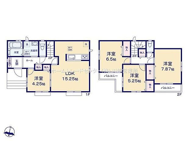 【4LDK】リビングに隣接する洋室を開放すると１９帖超えの大空間に！リビングの延長として広くお使いいただけます。キッズコーナーやお昼寝コーナーにも最適♪バルコニーは２カ所完備♪