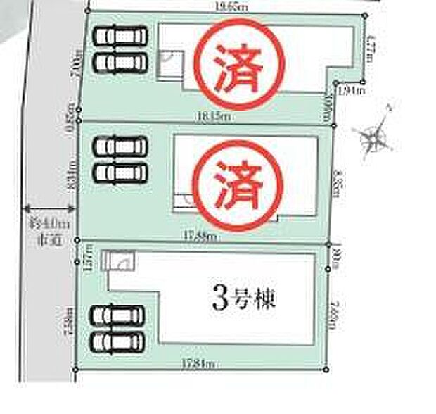 【全体区画図】東武越生線「一本松」駅徒歩3分!毎日の通勤通学に便利な立地です♪カースペース2台分ございますので、家族分の自転車を駐輪したり、来客用の駐車スペースとしてもお使いいただけます。