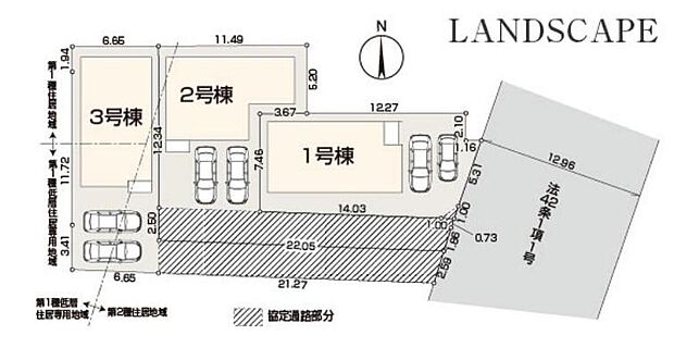 【全体区画図】ターミナル駅へのバス便でのアクセス可能!商業施設至近で利便性の高い立地です♪カースペース2台分(車種による)♪駐輪場や来客用の駐車スペースとしてもお使いいただけます。