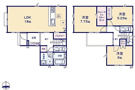 ☆大型キッチンパントリー付き☆キッチンのすぐ横の収納スペースはパントリーに最適♪家族が多いとすぐなくなってしまう水や食材をまとめ買いしても置き場所に困らないのはうれしいですね♪ 