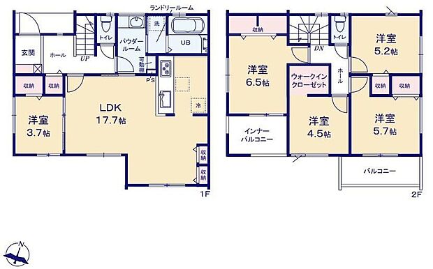 【5LDK】☆独立洗面台スペース☆
洗面室と洗面台を分ける事でみんなの忙しい朝の支度がスムーズに♪また洗面室の収納スペースが広がりスッキリします!吊り下げ物干し付なので洗濯物の室内干しもラクラク♪