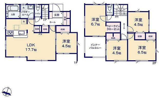 【5LDK】☆リビング+洋室の大空間☆
リビングに隣接する洋室を開放すると22帖超えの大空間に!リビングの延長として広くお使いいただけます。キッズコーナーやお昼寝コーナーにも最適♪