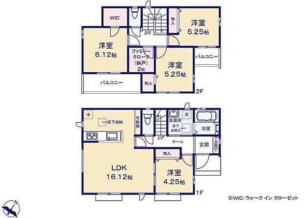 【4LDK+S】☆ファミリークローク付き☆2階に多目的に使用可能な納戸を設けました!収納スペースとしては勿論、テレワークコーナーやスタディーコーナー、趣味のお部屋にも最適!