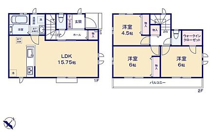 ワンフロアタイプの１５帖超えLDK！水回り集中設計で毎日の家事もスムーズ♪主寝室にはWIC完備！シーズンオフのお洋服や靴、キャンプ用品やスポーツ用品等大切なものもしっかり収納出来ます。 