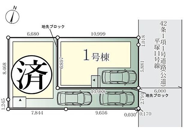 【全体区画図】各棟により駐車いただける車種や台数に制限があります。