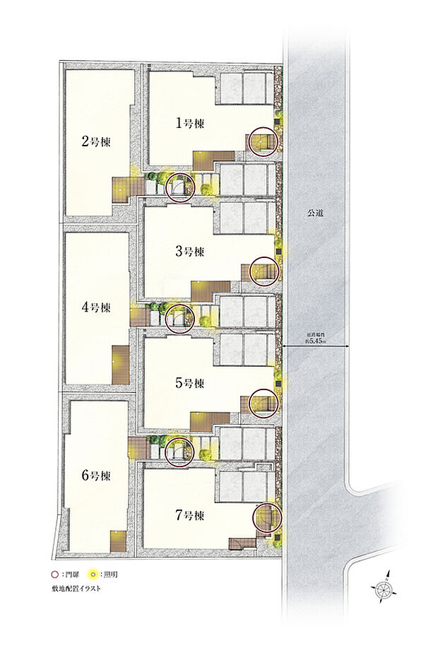 【敷地配置イラスト】中落合の静かな通りに面して美しい門構えを連ね、風格のある街並みをつくる「バウスガーデン新宿中落合」。
配棟計画では、それぞれ南面の広がりに配慮し、光と風の心地よい住まいをつくります。