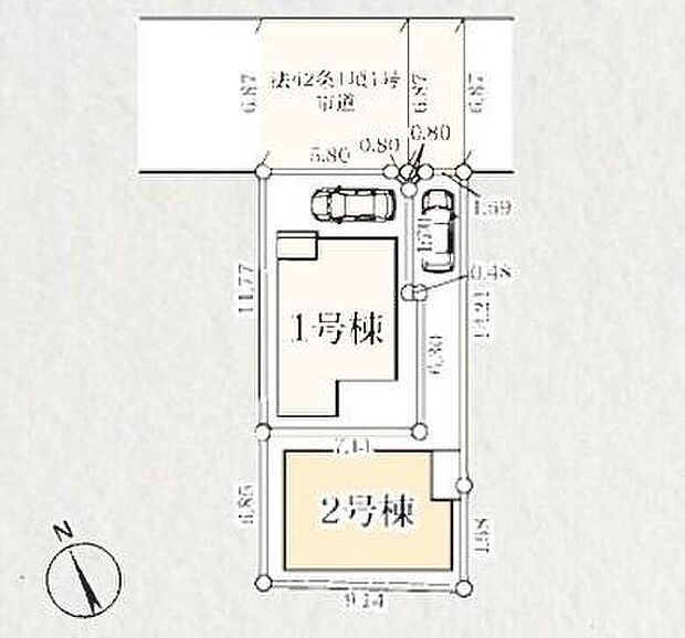 ≪全体区画図≫
前面道路は6.8mと広々しているので、お車の出し入れもラクラクです♪