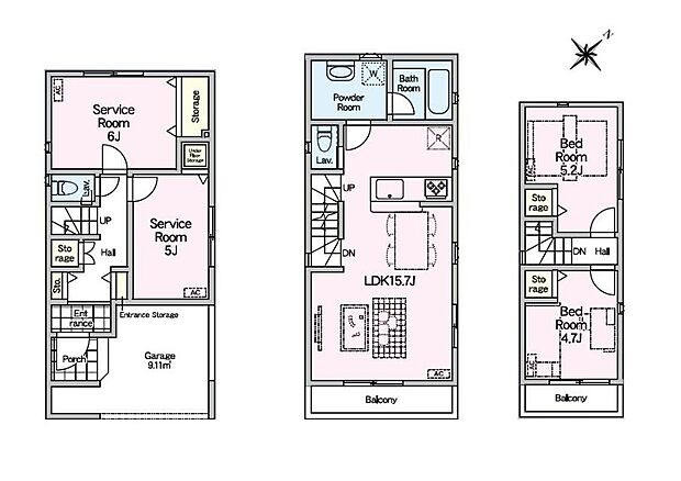 (1号棟)、価格6990万円、2LDK+2S、土地面積71m2、建物面積91.02m2