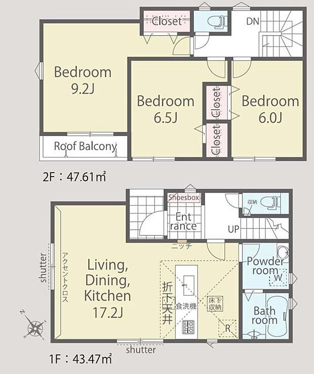 (1号棟)、価格4480万円、3LDK、土地面積102.18m2、建物面積91.08m2