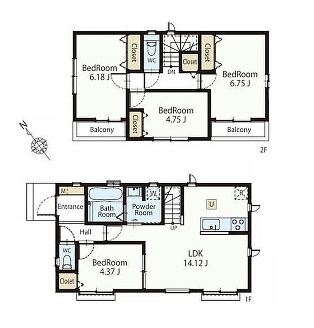 【4LDK】ご家族との自然なコミュニケーションが生まれるリビングイン階段を採用！暖かい光が降り注ぐ、温もりあふれるお住まいです。
バルコニーは2か所にあり、お布団干しもラクラクです♪