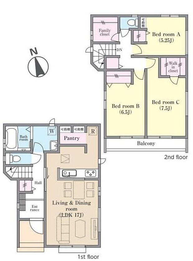 【3LDK】パントリー、ウォークインクローゼットなどの収納充実プラン♪充実の設備仕様で暮らしをサポート!デザイン性と機能性を両立させたお住まいです。