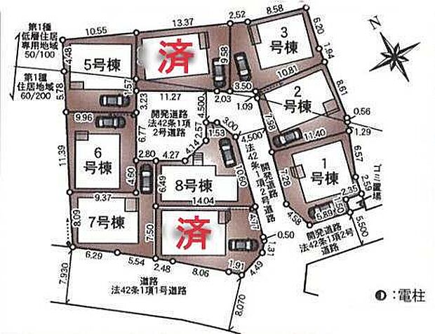 【全体区画図】車種により、カースペース1台分ございますので、家族分の自転車を駐輪したり、来客用の駐車スペースとしてもお使いいただけます!