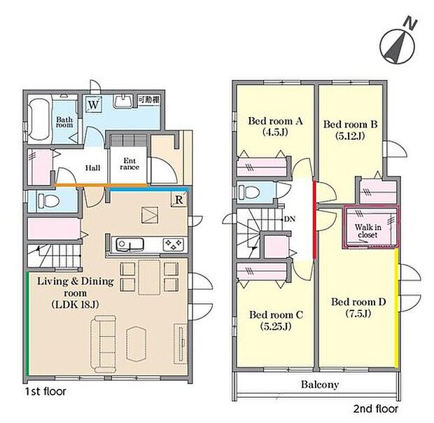 【4LDK】道幅の広い角地なので明るく開放感に溢れた好立地です！
リビングイン階段で、お子様の帰宅もすぐわかりますね。
主寝室にはウォークインクローゼットを完備！お部屋がスッキリ片付きます♪