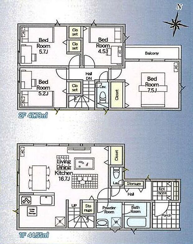 【4LDK】家族のコミュニケーションを重視した対面式キッチン・リビングイン階段プラン♪
家族の共用物入にもなる、奥行のあるリビング収納♪
それぞれのプライベート空間が保てる、2階4部屋プラン♪