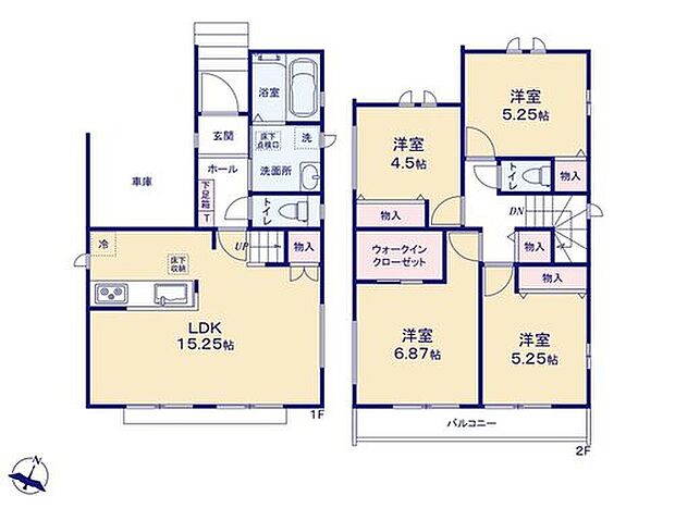 【4LDK】対面システムキッチン採用の広々15.25帖のLDK♪
各居室は２面採光で風通し良好＆収納完備で快適にお過ごしいただけます！
主寝室にはWIC付♪