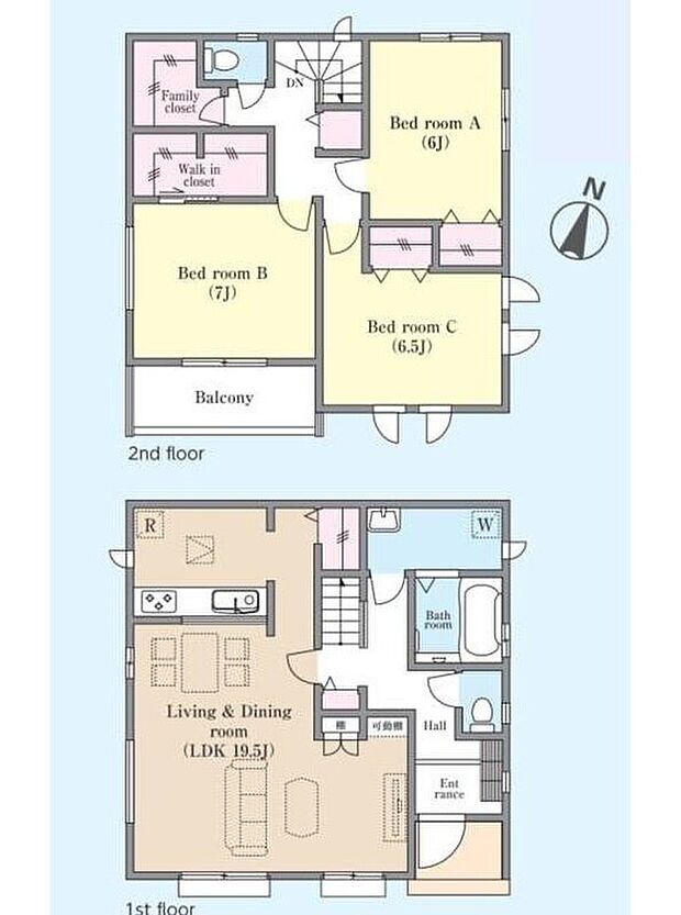 【3LDK】通風・採光に優れたLDK。水回りを集中させ必要な場所に収納を配置した効率的な家事動線。快適さと安らぎをかなえるお住まいです。
