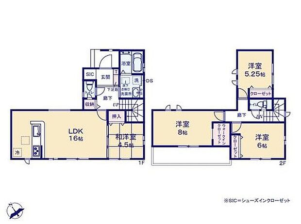 【4LDK】◇リビング全体を見渡せるキッチン!和室で過ごすご家族ともコミュニケーションが取りやすい♪
◇SIC、WICなどの収納ですっきり片付き空間を広く使えます♪
◇ワイドバルコニーは布団もしっかり干せて快適♪