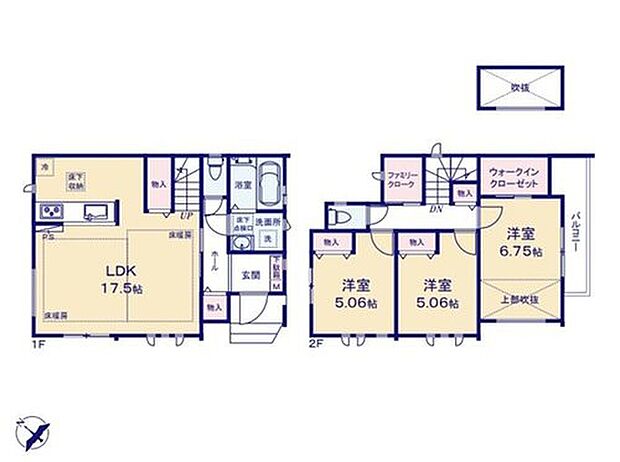【3LDK+S】◇リビングイン階段+対面式キッチンを採用した、家族との会話が自然と弾む間取♪
◇レジャー用品や家族の衣類などもまとめて管理できるFC♪
◇大型のWICや吹抜けのある主寝室!空間に開放感がうまれます♪