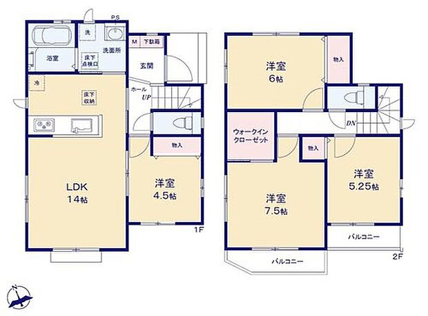 【4LDK】◇水回りが集中しているので効率的でストレスのない家事動線♪
◇リビング横の洋室は来客時も玄関から直接案内できます!
◇WICを完備!増えがちな衣類やバッグなどを効率よく収納できます。