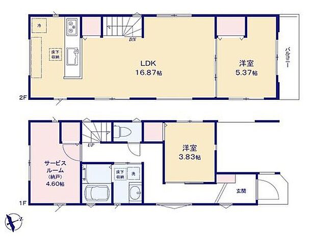 【2LDK+S】道路からのプライバシーを守り、陽当たりの良い
2階リビング♪居室としても使える納戸つきで
お子様の個室が必要になった際に便利です!
人気の対面式キッチンを採用☆