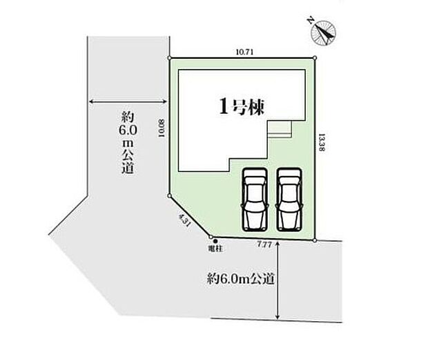【区画図】南西×北西の角地♪明るく開放感たっぷりです！お車は並列で2台駐車可◎