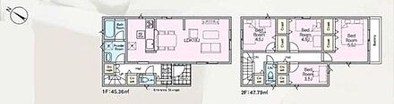 18帖の広いリビングは家族のだんらんはもちろん、お子様のリビング学習にもぴったり。
2階に4部屋をまとめることで、ご家族それぞれのプライベート空間も保てますね。 