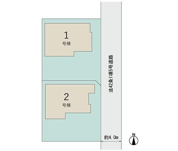 【全体区画図】前面道路は約4mと車通りも少ないのでプライベートもしっかり守れます♪間口は11m。開放感もあり車の出し入れもスムーズ◎住環境と利便性が魅力な第一種低層住居エリア☆