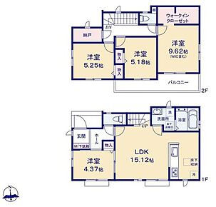 ご家族のコミュニケーションを育むリビング階段を採用！
2階には窓付きの納戸を完備！季節家電などもスッキリ収納することができます☆
7帖の主寝室には衣替えもラクになるWIC付き☆ 