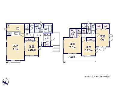 全居室南向きの明るいお住まい♪家族の靴やベビーカーなども収納でき、玄関すっきりのSIC付き。主寝室には衣類の管理がラクになるWICも備えています。 