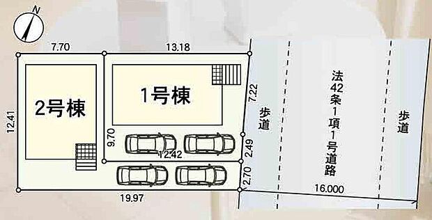 【全体区画図】JR常磐緩行線「北小金」駅までバス7分「久保下」停歩3分!徒歩圏内にお買い物施設充実!住環境良好4LDK新築戸建♪