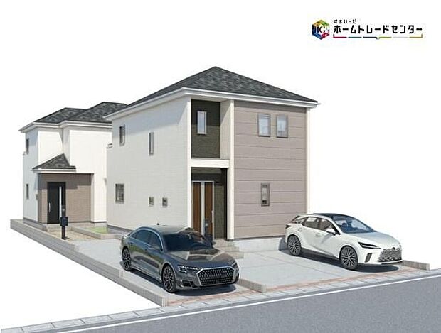 【完成予想図(外観)】休日にご家族揃ってご見学はいかがでしょうか♪実際の現地を見てみると図面などではわからない、新たな発見もありますのでまずはお気軽にお問い合わせください♪