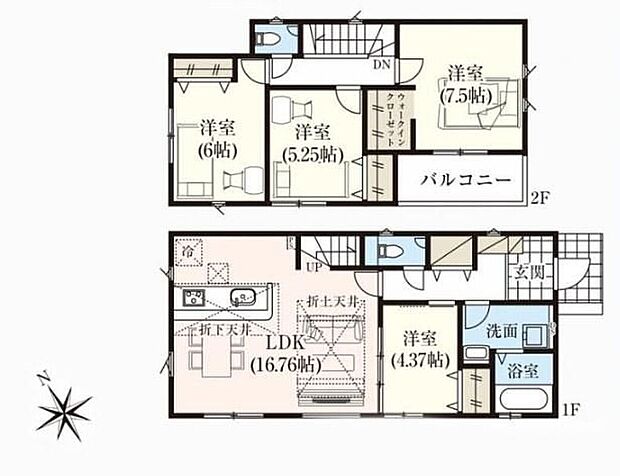 【4LDK】ご家族との自然なコミュニケーションが生まれるリビングイン階段を採用!暖かい光が降り注ぐ、温もりあふれるお住まいです♪