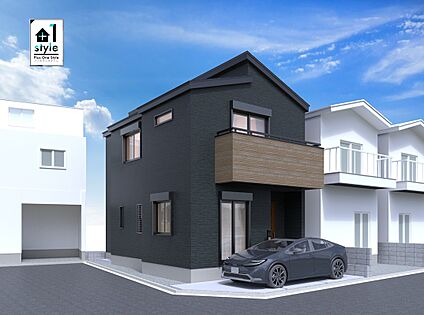 黒い外壁のお家。