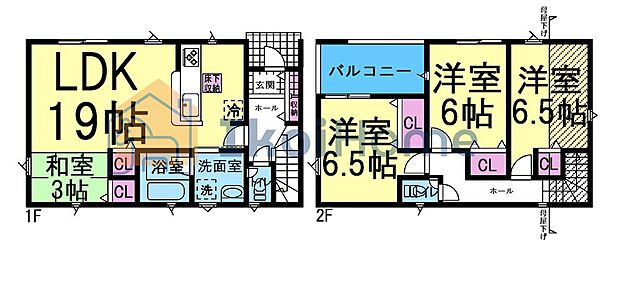 収納とても豊富で全居室6帖以上あり!LDKはゆったり19帖ございますので、家具の配置も楽々!