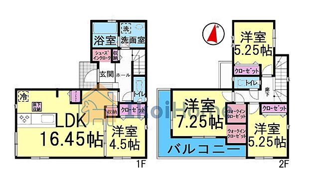 LDK横洋室で使い勝手良好な間取り！合わせて21帖の大空間LDK♪バルコニー2面はかなりワイド♪