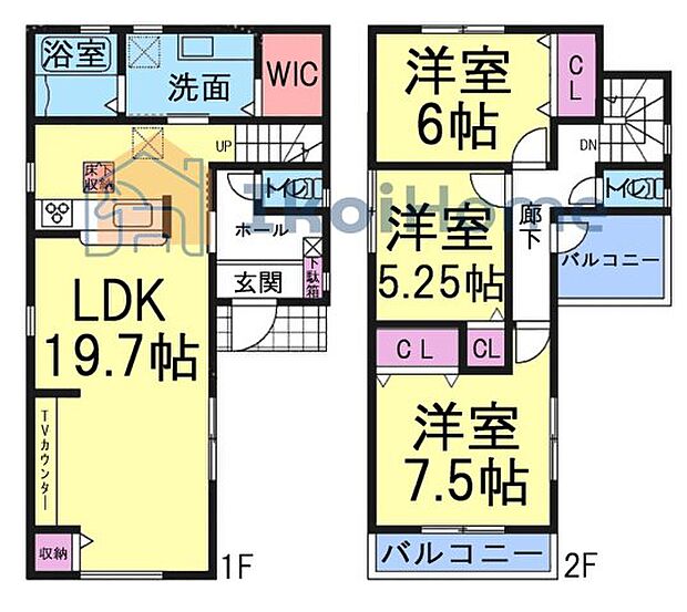 ●年中無休:当日予約可●LDK19.7帖で広々!テレビカウンターもあります!2カ所ベルコニーで便利!