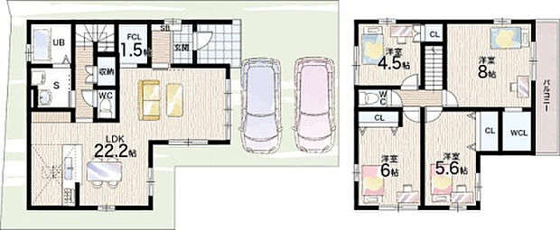 【5LDK】〇八幡小学校・・・徒歩5分 〇八幡中学校・・・徒歩14分