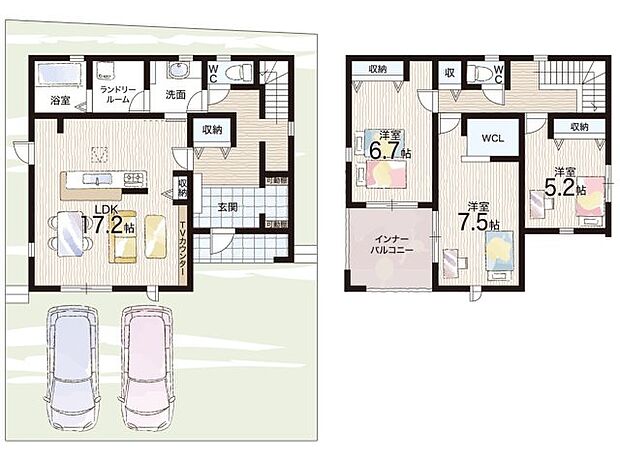 【3LDK】○玉緒小学校・・・徒歩28分 ○玉園中学校・・・徒歩13分