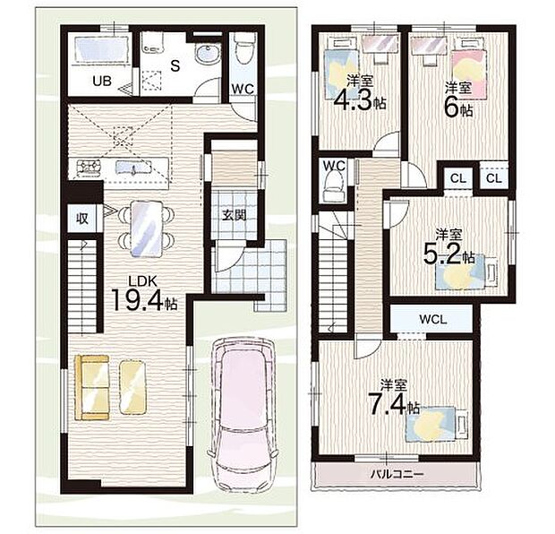 【4LDK】○笠縫小学校・・・徒歩7分 ○松原中学校・・・徒歩13分