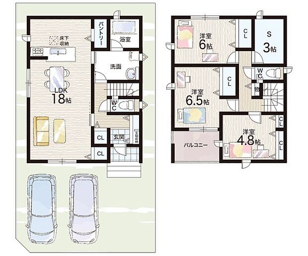 【3LDK+S(納戸)】○八幡小学校・・・徒歩8分 ○八幡中学校・・・徒歩19分