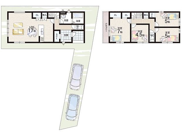 【4LDK】○薪小学校・・・徒歩13分 ○大住中学校・・・徒歩23分