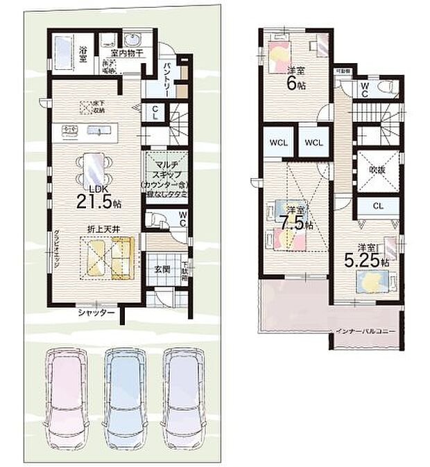 【3LDK】○つつじヶ丘小学校・・・徒歩7分 ○東輝中学校・・・徒歩19分