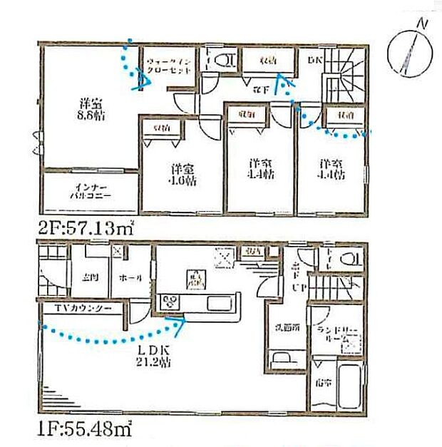【4LDK】○甲南第一小学校・・・徒歩11分 ○甲南中学校・・・徒歩29分